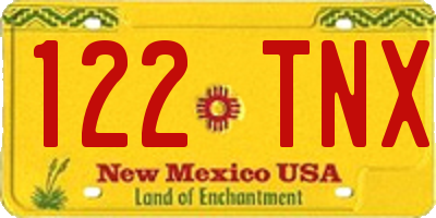 NM license plate 122TNX