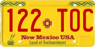 NM license plate 122TOC