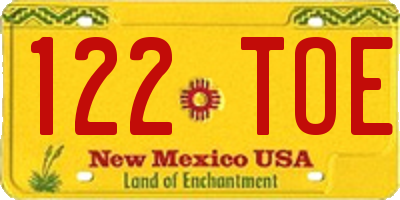 NM license plate 122TOE