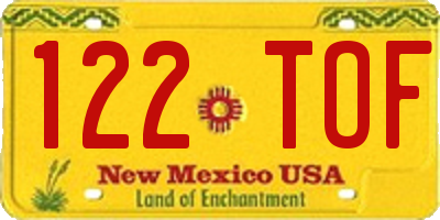 NM license plate 122TOF