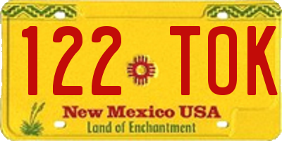 NM license plate 122TOK