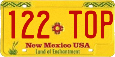 NM license plate 122TOP