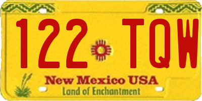 NM license plate 122TQW