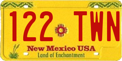 NM license plate 122TWN