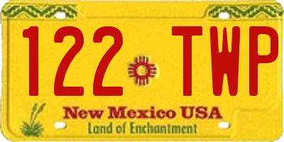 NM license plate 122TWP