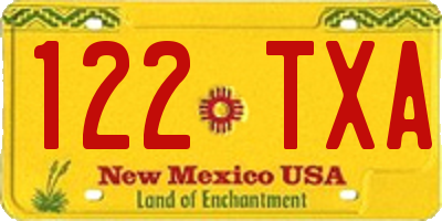NM license plate 122TXA