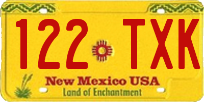 NM license plate 122TXK