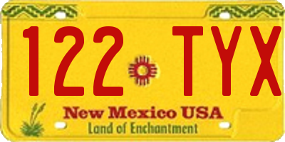 NM license plate 122TYX