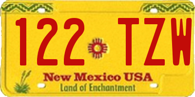 NM license plate 122TZW