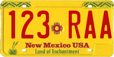 NM license plate 123RAA