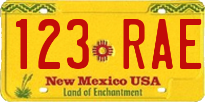 NM license plate 123RAE