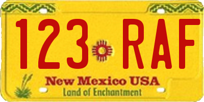 NM license plate 123RAF