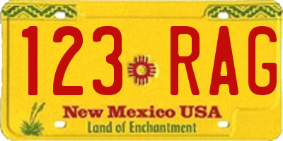 NM license plate 123RAG