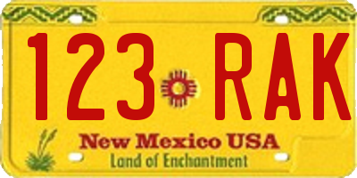 NM license plate 123RAK
