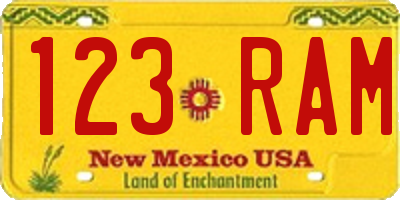 NM license plate 123RAM