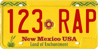 NM license plate 123RAP