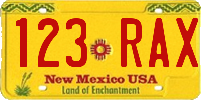 NM license plate 123RAX