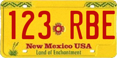 NM license plate 123RBE