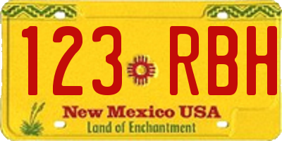 NM license plate 123RBH