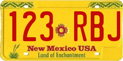 NM license plate 123RBJ