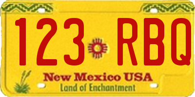 NM license plate 123RBQ