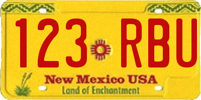 NM license plate 123RBU