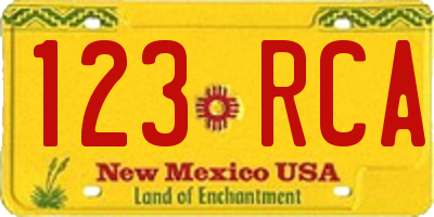 NM license plate 123RCA
