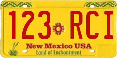 NM license plate 123RCI