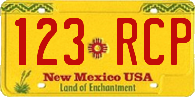 NM license plate 123RCP