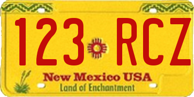 NM license plate 123RCZ