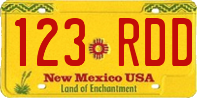 NM license plate 123RDD