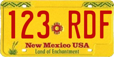 NM license plate 123RDF