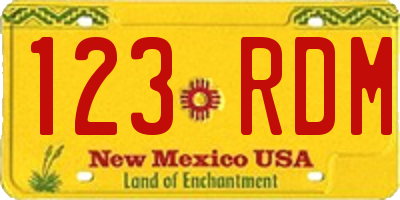 NM license plate 123RDM