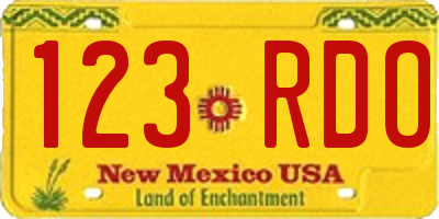 NM license plate 123RDO