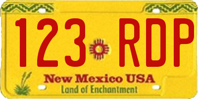NM license plate 123RDP