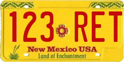 NM license plate 123RET