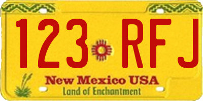 NM license plate 123RFJ