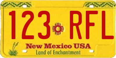 NM license plate 123RFL