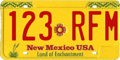 NM license plate 123RFM