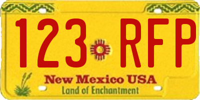 NM license plate 123RFP