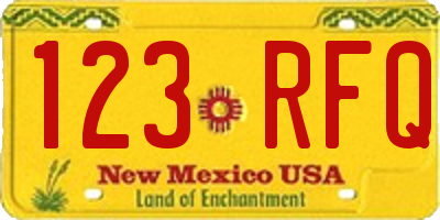 NM license plate 123RFQ