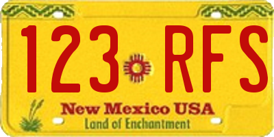 NM license plate 123RFS