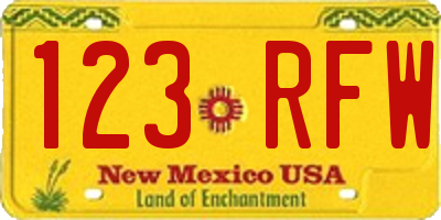 NM license plate 123RFW