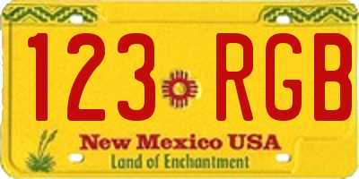 NM license plate 123RGB
