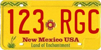 NM license plate 123RGC