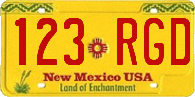 NM license plate 123RGD