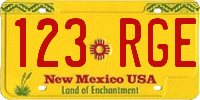 NM license plate 123RGE