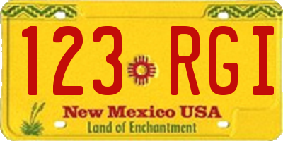 NM license plate 123RGI