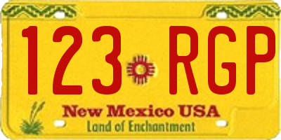 NM license plate 123RGP