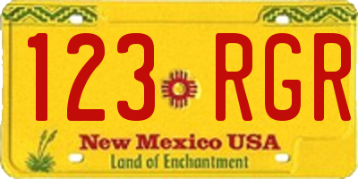 NM license plate 123RGR